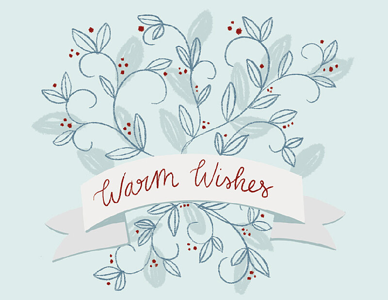 Blue Floral Warm Wishes