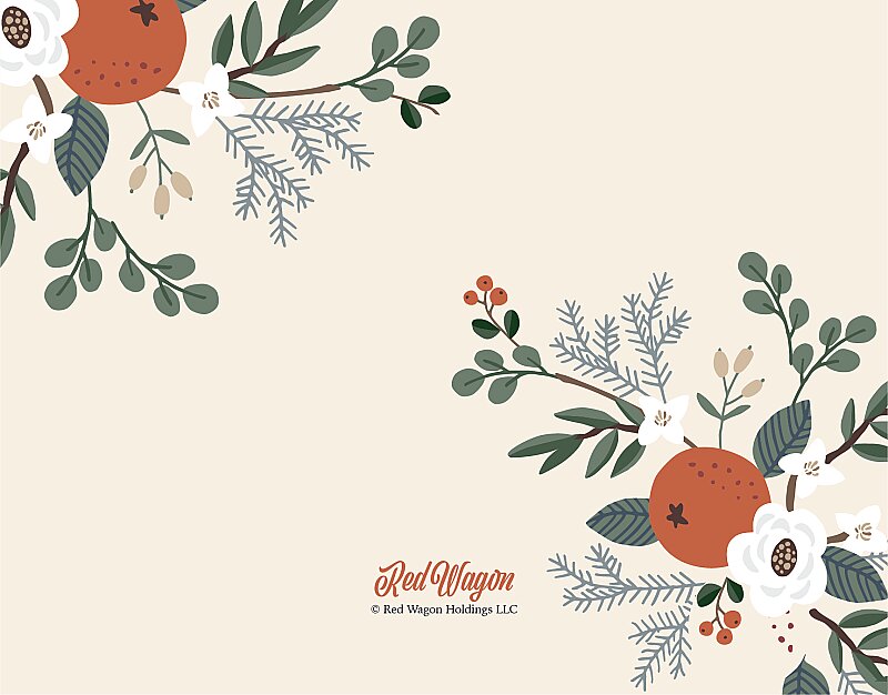 Happy Holidays Floral Oranges