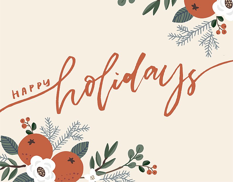 Happy Holidays Floral Oranges