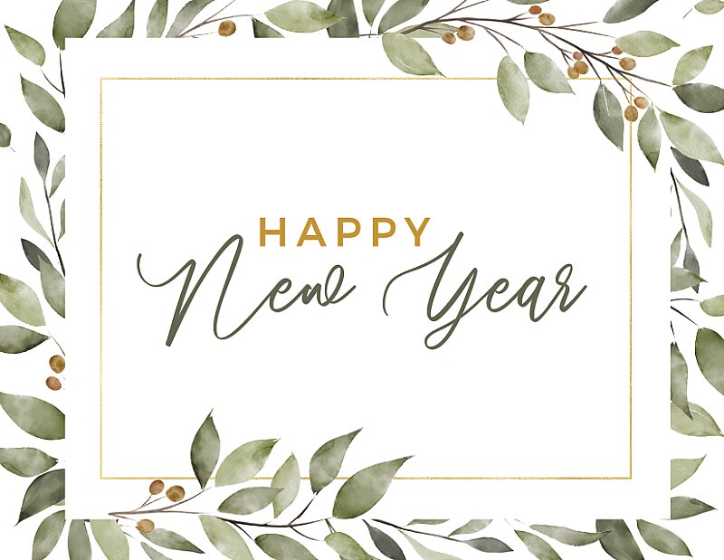 Happy New Year - Leaf Frame