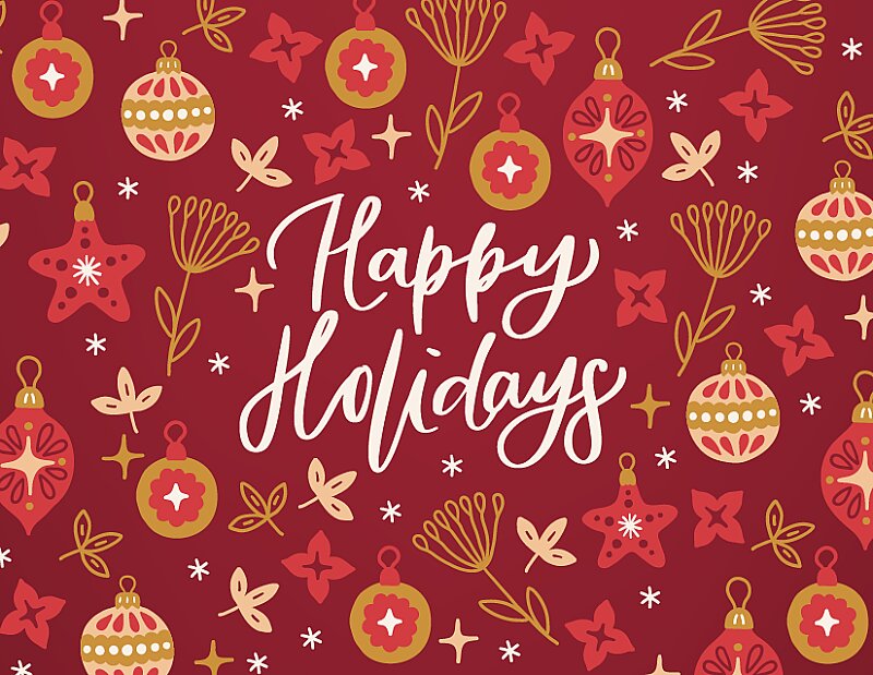 Red Happy Holidays Ornaments